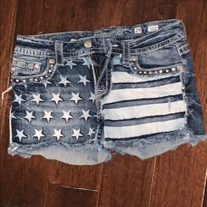 Miss Me Denim American Flag Shorts